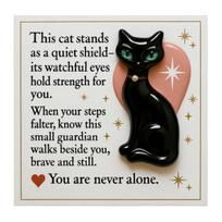 Pocket Hug Medieval Black Cat with Positive Card Emotional Support Pocket Black Kitten Token Animal Decoration Inspirational Gift juoda