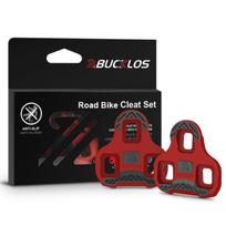 BUCKLOS Bicycle Self-Locking Pedal Cleats for LOOK KEO Professional Road Bike Pedals Shoes Cleat 0/4.5/9 Degree Float Cleats 9 Degree-RED