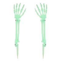 Helovino skeletas, dekoracijos su kuoliukais, baisi kaukolė, ranka, žastas su kuoliukais, realistiškas skeleto kaulų modelis lauko kiemo, sodo, vejos dekorui D