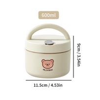 316 Stainless Steel Thermal Insulated Bento Lunch Box Leak Proof Little Bear Food Container With Handle For Kids Microwave Safe