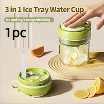 3-in-1 Ice Cube Mold, Food-Grade Freezer and Water Bottle, Portable Storage Container, Suitable for Home and Outdoor Use šviesiai žalios spalvos