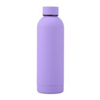 500/750ML Mažos gerklės termosas, Lauko nerūdijančio plieno butelis, Guminiais dažais dengtas sportinis gertuvas, Sustorintas dvigubas vandens puodelis 500ml violetinė