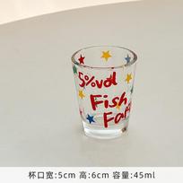 Letter Printed Glass Cup Wine Glasses,Cute Japanese Soju Glass,Thick Mini Whiskey Cocktail Glass Bar Wine Goblet Kawaii Cup Gift 45ml