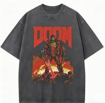DOOM Anime Lover Washed Tshirt Year Round Clothing High Quality Personality Clothes Plus Size Unisex New Model Couples Tee S