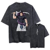 Fushiguro Toji Printed Tee Anime Jujutsu Kaisen Clothing Men Women Summer Manga Tshirts Washed Cotton Tshirt Harajuku T Shirt M