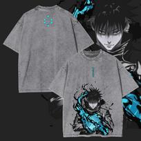 Jujutsu Kaisen Fushiguro Megumi Tshirt Manga Graphic Washed Cotton T Shirt Oversized Cozy Short Sleeve Tees Men Women Clothing S