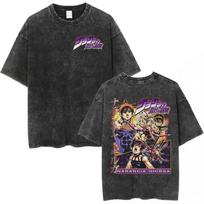 Anime JoJos Bizarre Adventure Bucciarati Bruno Una Trish Graphic Tee Men Washed Cotton Tshirt Casual Tshirt Harajuku T Shirt M