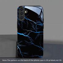 Mėlynos Žaibo Rašto Grūdinto Stiklo Telefono Dėklas, skirtas Samsung Galaxy S26 S25 S24 S23 S22 S20 fe/plus/Ultra, Atsparus Kritimui Galaxy S10 Plus juoda