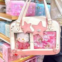 Lolita Style Transparent Ita Bag Shoulder Crossbody Cute DIY Display Storage Handbag Fashion Purse For Women 37x27x8cm with board