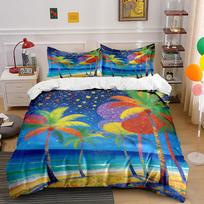 Colorful palm tree pattern. Bedding sets Duvet cover sets Duvet covers Pillowcases(1 * Duvet Cover 2 * Pillowcases without duvet insert) 135x200cm