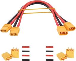 2 vnt. XT60 vyras-moteris kabelis 30 cm 14AWG silikoninis + 2 poros XT60 jungčių RC Lipo baterijoms FPV dronui – YUNIQUE GREEN-CLEAN-POWER