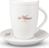 Puodelis su padėkliuku Sir Williams, balta sp., 0.25 l