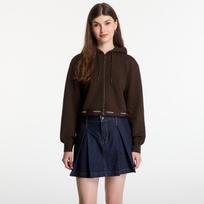 Calvin Klein Jeans Ls Terry Logo Waist Cropped Fz Hoodie Dark Coffee - Dydis S (LV047G252G TO2 Džemperiai)