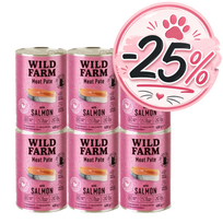 WILD FARM Paštetas su lašiša 6x400g - maistas katėms be glitimo