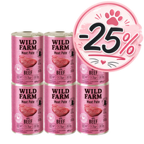 WILD FARM Paštetas su jautiena 6x400g - maistas katėms be glitimo