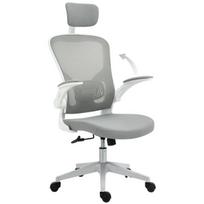 Ergonominė biuro kėdė su galvos atrama ir supimo funkcija, reguliuojamo aukščio, pilka, 1 vnt