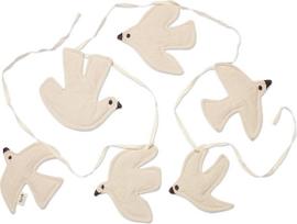 Ferm Living Girlianda Swif Bird balkšvos spalvos