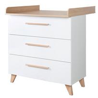 Su vystymo stalu vaikiška šoninė spintelė baltos spalvos iš ąžuolo 88,5x99x76 cm Léon – Roba