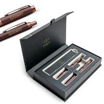 Parker IM Monochrome Burgundy - Plunksnakotis (F) + rašiklis su graviravimu elegantiškoje dėžutėje