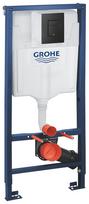 Klozeto rėmas GROHE 3-in-1, aukštis 1130 mm, komplekte mygtukas Even juodos spalvos, tvirtinimai, 38