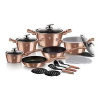 Puodų ir keptuvių komplektas, 18 dalių, Berlingerhaus Metallic Line Rose Gold | BH-7034