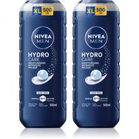 NIVEA MEN Hydrocare dušo želė veidui, kūnui ir plaukams ekonomiška pakuotė 2 x 500 ml