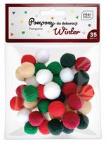 Dekoracija pomponai MIX Winter 35vnt./2cm INTERDRUK