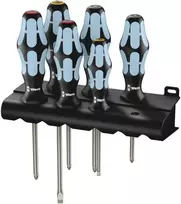 Wera 3334/3350/3355/6 nerūdijančio plieno atsuktuvų rinkinys 6vnt PH+PZ+SL, su stovu
