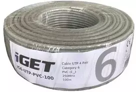 iGET tinklo kabelis CAT6 UTP PVC Eca 100m/ritinėlis (84005021)