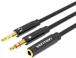 Vention 2x 3.5 mm kištukinis ir 4 polių lizdas 3.5 mm garso kabelis 0.3 m ventiliacijos BBTBY juodas
