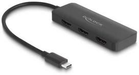 Adapteris AV Delock USB-C > 3x HDMI Splitter MST 4K 60Hz (juodas, 15cm)