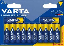 Varta Longlife Power AA, Vienkartinės baterijos, AA, Šarminės, 1,5 V, 12 vnt., 10 metų