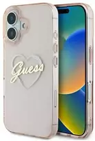 Guess IML Heart Apple iPhone 16 - dėklas telefonui rožinės spalvos
