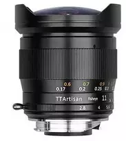 Kameros Objektyvas - TTArtisan 11mm F2.8 Fisheye Objektyvas, 180° Matymo Kampas, Metalinė Korpusas, Juoda