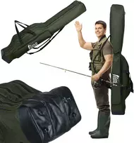 140 cm Gold Fisher meškerės užvalkalas, 3 skyriai