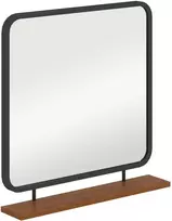 HOMCOM sieninis veidrodis 55 x 55,5 cm prieškambario veidrodis su medine lentynėle, stačiakampis veidrodis, dekoratyvinis veidrodis miegamajam, vonios kambariui, juodas