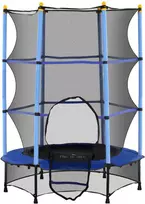 HOMCOM vaikiškas batutas Ø140 cm, batutas su apsauginiu tinklu, kraštų apsauga, sodo batutas 3-10 metų vaikams, maks. apkrova 50 kg, mėlynas