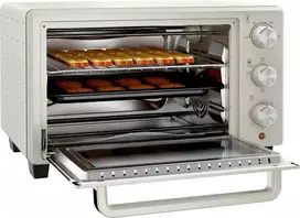 Gruzdintuvė HOMCOM Mini orkaitė 21L Picų kepimo krosnelė Mini orkaitė Kepimo skardos kepimo padėklas Drobulių kepimo padėklas 1400W Stalinė orkaitė 1h Laikmatis 100-230°C Metalinis kremas