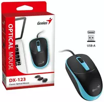 Genius DX-123 Pelė su laidu, juoda-mėlyna, 1200DPI