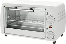 Gruzdintuvė HOMCOM Mini orkaitė 10 litrų 750 W Maža elektrinė orkaitė su temperatūra iki 230 ℃ Laikmatis 60 minučių Kepimo skardos ir lentynos 36,5x26x22 cm Kreminė balta