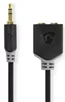 Nedis Stereo Audio kabelis jack 3.5 mm (M) - 2x jack 3.5mm (F) 0.20 m juoda