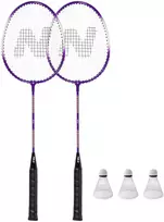 NRZ2053 ALIUMINIO / BADMINTONO RINKINYS 2 RAKETĖS + 3 RAKETĖS + DANGTELIS NILS