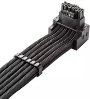 CableMod C-Series Pro Bridged Connection Cable – Variant A, 90°, 16-Pin to 2×8-Pin PCIe, juodos spalvos
