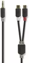Nedis Stereo Audio kabelis jack 3.5 mm (M) - 2x RCA (F) 0.20 m juoda