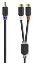 Nedis kabelis k Subwooferu RCA (M) - 2x RCA (F) 0.20 m juoda