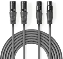 „Nedis“ subalansuotas garso kabelis 2x XLR 3 kontaktų (M) - 2x XLR 3 kontaktų (F) 5,00 m tamsiai mėlynas