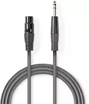 „Nedis“ subalansuotas garso kabelis XLR 3 kontaktų (F) - 6,35 mm lizdas (M), 1,50 m, tamsus pjūklo dantų raštas