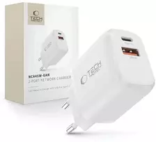 Tech-Protect NCA45W-GAN 2-Port laidinis įkroviklis PD 45W / QC3.0 baltos spalvos