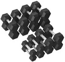 None Hantelių rinkinys TUNTURI Platinum Hex Rubber Dumbbell Set, 2,5-20kg