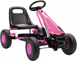 Aosom Vaikiškas pedalinis kartingas, 110x61x62 cm, rožinis, plastikas